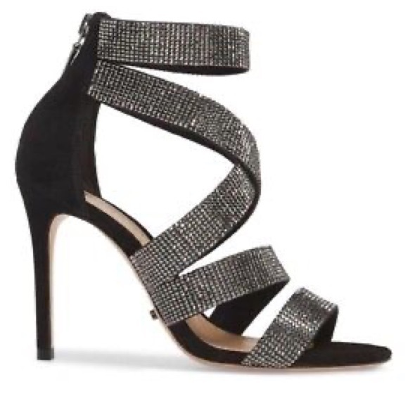 Schultz crystal wrap black suede heels - Picture 1 of 10